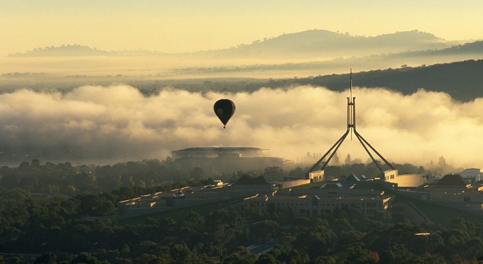 Parliament House - &nbsp;-&nbsp;aerial sunrise/sunset ballooning architecture heritage icon aerial landscape sunrise/sunset ballooning architecture icon