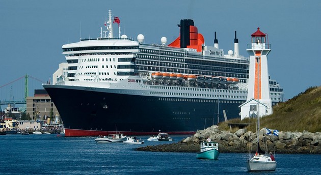 Cruise ship and lighthouse